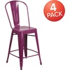 image:imageFlash Furniture Commercial Grade 24 High Black Metal IndoorOutdoor Counter Height Stool with Removable BackPurple