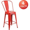 image:imageFlash Furniture Commercial Grade 24 High Black Metal IndoorOutdoor Counter Height Stool with Removable BackRed