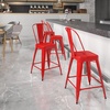 image:imageFlash Furniture Commercial Grade 24 High Black Metal IndoorOutdoor Counter Height Stool with Removable BackRed