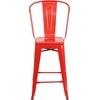 image:imageFlash Furniture Commercial Grade 24 High Black Metal IndoorOutdoor Counter Height Stool with Removable BackRed