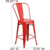 image:imageFlash Furniture Commercial Grade 24 High Black Metal IndoorOutdoor Counter Height Stool with Removable BackRed