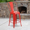 image:imageFlash Furniture Commercial Grade 24 High Black Metal IndoorOutdoor Counter Height Stool with Removable BackRed