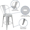 image:imageFlash Furniture Commercial Grade 24 High Black Metal IndoorOutdoor Counter Height Stool with Removable BackSilver