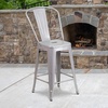 image:imageFlash Furniture Commercial Grade 24 High Black Metal IndoorOutdoor Counter Height Stool with Removable BackSilver