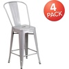 image:imageFlash Furniture Commercial Grade 24 High Black Metal IndoorOutdoor Counter Height Stool with Removable BackSilver