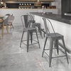 image:imageFlash Furniture Commercial Grade 24 High Black Metal IndoorOutdoor Counter Height Stool with Removable BackSilver Gray