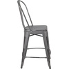image:imageFlash Furniture Commercial Grade 24 High Black Metal IndoorOutdoor Counter Height Stool with Removable BackSilver Gray