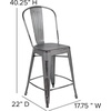 image:imageFlash Furniture Commercial Grade 24 High Black Metal IndoorOutdoor Counter Height Stool with Removable BackSilver Gray