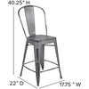 image:imageFlash Furniture Commercial Grade 24 High Black Metal IndoorOutdoor Counter Height Stool with Removable BackSilver Gray