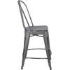 image:imageFlash Furniture Commercial Grade 24 High Black Metal IndoorOutdoor Counter Height Stool with Removable BackSilver Gray