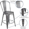 image:imageFlash Furniture Commercial Grade 24 High Black Metal IndoorOutdoor Counter Height Stool with Removable BackSilver Gray