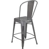 image:imageFlash Furniture Commercial Grade 24 High Black Metal IndoorOutdoor Counter Height Stool with Removable BackSilver Gray