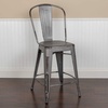 image:imageFlash Furniture Commercial Grade 24 High Black Metal IndoorOutdoor Counter Height Stool with Removable BackSilver Gray