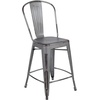 image:imageFlash Furniture Commercial Grade 24 High Black Metal IndoorOutdoor Counter Height Stool with Removable BackSilver Gray