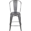 image:imageFlash Furniture Commercial Grade 24 High Black Metal IndoorOutdoor Counter Height Stool with Removable BackSilver Gray