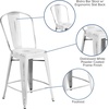 image:imageFlash Furniture Commercial Grade 24 High Black Metal IndoorOutdoor Counter Height Stool with Removable BackWhite