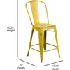 image:imageFlash Furniture Commercial Grade 24 High Black Metal IndoorOutdoor Counter Height Stool with Removable BackYellow