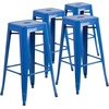 image:imageFlash Furniture Commercial Grade 30 High Backless Silver Metal IndoorOutdoor BarStool with Square SeatBlue