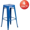 image:imageFlash Furniture Commercial Grade 30 High Backless Silver Metal IndoorOutdoor BarStool with Square SeatBlue