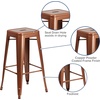 image:imageFlash Furniture Commercial Grade 30 High Backless Silver Metal IndoorOutdoor BarStool with Square SeatCopper