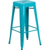 image:imageFlash Furniture Commercial Grade 30 High Backless Silver Metal IndoorOutdoor BarStool with Square SeatCrystal Tealblue