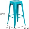 image:imageFlash Furniture Commercial Grade 30 High Backless Silver Metal IndoorOutdoor BarStool with Square SeatCrystal Tealblue