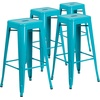 image:imageFlash Furniture Commercial Grade 30 High Backless Silver Metal IndoorOutdoor BarStool with Square SeatCrystal Tealblue