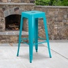 image:imageFlash Furniture Commercial Grade 30 High Backless Silver Metal IndoorOutdoor BarStool with Square SeatCrystal Tealblue