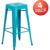 image:imageFlash Furniture Commercial Grade 30 High Backless Silver Metal IndoorOutdoor BarStool with Square SeatCrystal Tealblue