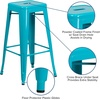 image:imageFlash Furniture Commercial Grade 30 High Backless Silver Metal IndoorOutdoor BarStool with Square SeatCrystal Tealblue