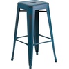 image:imageFlash Furniture Commercial Grade 30 High Backless Silver Metal IndoorOutdoor BarStool with Square SeatDistressed Antique Blue