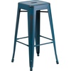 image:imageFlash Furniture Commercial Grade 30 High Backless Silver Metal IndoorOutdoor BarStool with Square SeatDistressed Antique Blue
