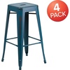 image:imageFlash Furniture Commercial Grade 30 High Backless Silver Metal IndoorOutdoor BarStool with Square SeatDistressed Antique Blue