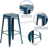 image:imageFlash Furniture Commercial Grade 30 High Backless Silver Metal IndoorOutdoor BarStool with Square SeatDistressed Antique Blue