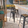 image:imageFlash Furniture Commercial Grade 30 High Backless Silver Metal IndoorOutdoor BarStool with Square SeatDistressed Black