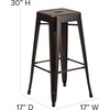 image:imageFlash Furniture Commercial Grade 30 High Backless Silver Metal IndoorOutdoor BarStool with Square SeatDistressed Copper