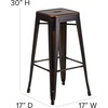image:imageFlash Furniture Commercial Grade 30 High Backless Silver Metal IndoorOutdoor BarStool with Square SeatDistressed Copper