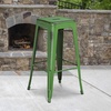 image:imageFlash Furniture Commercial Grade 30 High Backless Silver Metal IndoorOutdoor BarStool with Square SeatDistressed Green