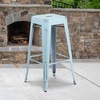 image:imageFlash Furniture Commercial Grade 30 High Backless Silver Metal IndoorOutdoor BarStool with Square SeatDistressed Greenblue