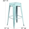image:imageFlash Furniture Commercial Grade 30 High Backless Silver Metal IndoorOutdoor BarStool with Square SeatDistressed Greenblue