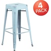 image:imageFlash Furniture Commercial Grade 30 High Backless Silver Metal IndoorOutdoor BarStool with Square SeatDistressed Greenblue