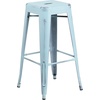image:imageFlash Furniture Commercial Grade 30 High Backless Silver Metal IndoorOutdoor BarStool with Square SeatDistressed Greenblue