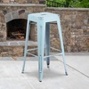 image:imageFlash Furniture Commercial Grade 30 High Backless Silver Metal IndoorOutdoor BarStool with Square SeatDistressed Greenblue