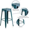 image:imageFlash Furniture Commercial Grade 30 High Backless Silver Metal IndoorOutdoor BarStool with Square SeatDistressed Kelly Blueteal