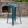 image:imageFlash Furniture Commercial Grade 30 High Backless Silver Metal IndoorOutdoor BarStool with Square SeatDistressed Kelly Blueteal