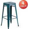 image:imageFlash Furniture Commercial Grade 30 High Backless Silver Metal IndoorOutdoor BarStool with Square SeatDistressed Kelly Blueteal