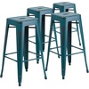 image:imageFlash Furniture Commercial Grade 30 High Backless Silver Metal IndoorOutdoor BarStool with Square SeatDistressed Kelly Blueteal