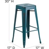 image:imageFlash Furniture Commercial Grade 30 High Backless Silver Metal IndoorOutdoor BarStool with Square SeatDistressed Kelly Blueteal