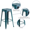 image:imageFlash Furniture Commercial Grade 30 High Backless Silver Metal IndoorOutdoor BarStool with Square SeatDistressed Kelly Blueteal