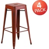 image:imageFlash Furniture Commercial Grade 30 High Backless Silver Metal IndoorOutdoor BarStool with Square SeatDistressed Kelly Red